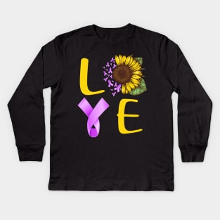 love lupus sunflower Kids Long Sleeve T-Shirt